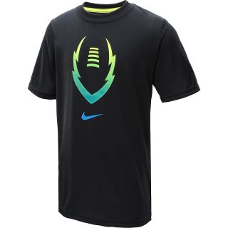 NIKE Boys Legend Short Sleeve Football T Shirt   Size Small, Black/volt