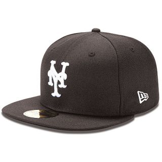 NEW ERA Mens New York Mets Basic Black and White 59FIFTY Fitted Cap   Size 7.