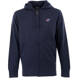 Antigua Mens Columbus Blue Jackets Fleece Full Zip Hooded Sweatshirt   Size