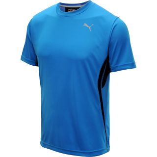 PUMA Mens Running Flatlock Short Sleeve T Shirt   Size Medium, Blue