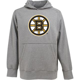 Antigua Mens Boston Bruins Signature Hood Applique Gray Pullover Sweatshirt  