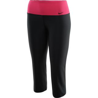 NIKE Womens Legend 2.0 Slim Fit Polyester Capri Pants   Size Xl, Black/pink
