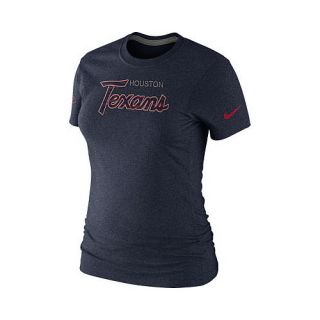 NIKE Womens Houston Texans Script Tri Blend T Shirt   Size Large, Marine/grey