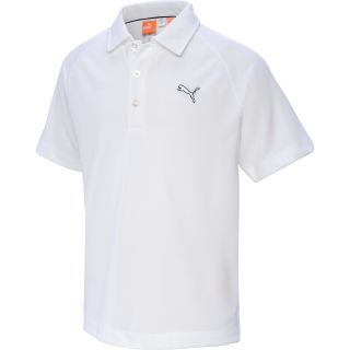 PUMA Boys Solid Tech Short Sleeve Golf Polo   Size Medium, White