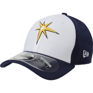 NEW ERA Mens Tampa Bay Rays White Front Diamond 39THIRTY Stretch Fit Cap  