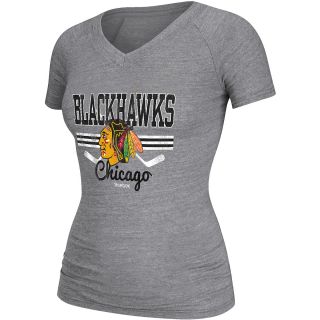 adidas Womens Chicago Blackhawks Tri Blend Grinder Short Sleeve T Shirt   Size