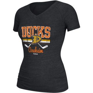 REEBOK Womens Anaheim Ducks Grinder Tri Blend V Neck T Shirt   Size Small,