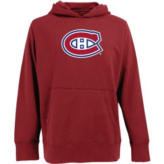 Antigua Mens Montreal Canadiens Signature Hood Applique Pullover Sweatshirt  