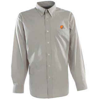 Antigua Mens Cleveland Browns Focus Cotton/Polyester Woven Mini Check Button