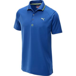 PUMA Mens Cat Jacquard Short Sleeve Golf Polo   Size Small, Monaco Blue