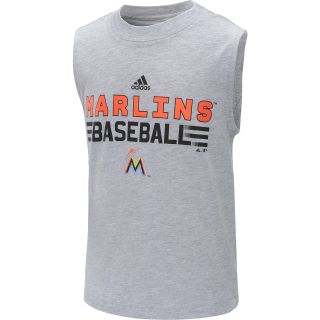 adidas Youth Miami Marlins Muscle T Shirt   Size 7, Heather Grey
