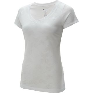 CHAMPION Womens Burnout Short Sleeve T Shirt   Size Medium, White