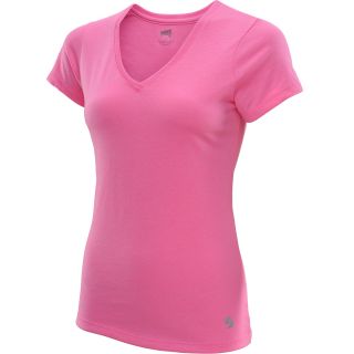 SOFFE Juniors No Sweat V Neck Short Sleeve T Shirt   Size Large, Neon Pink
