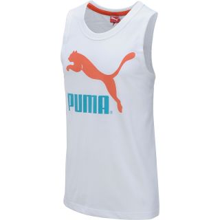 PUMA Mens Heritage No. 1 Logo Tank   Size Xl, White/orange