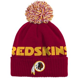NFL Team Apparel Youth Washington Redskins Ribbed Cuffed Pom Knit Cap   Size