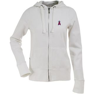 Antigua Womens Anaheim Angels Signature Hooded White Full Zip Sweatshirt  