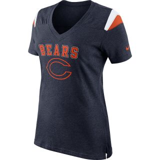 NIKE Womens Chicago Bears V Neck Fan Top   Size XS/Extra Small, Marine/white