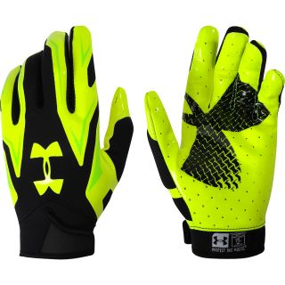 UNDER ARMOUR Adult F4 Football Receiver Gloves   Size Large, Black/yellow