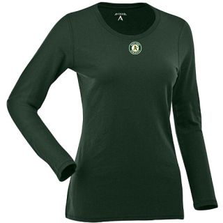 Antigua Womens Oakland Athletics Relax LS 100% Cotton Washed Jersey Scoop Neck