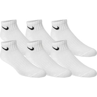 NIKE Performance Quarter Socks, 6 Pack   Size Large, White/black