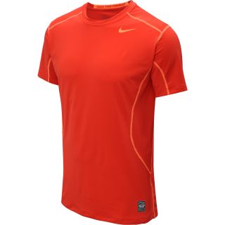 NIKE Mens Pro Combat Fitted Short Sleeve T Shirt   Size Large, Crimson/orange