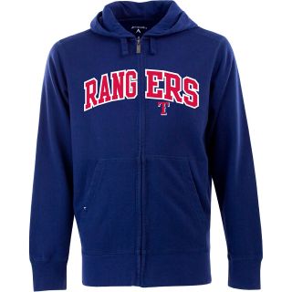 Antigua Mens Texas Rangers Full Zip Hooded Applique Sweatshirt   Size Large,