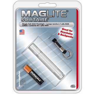 Mag Lite Solitaire AAA Flashlight w/ Key Chain Lanyard, Silver (K3A106)