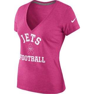 NIKE Womens New York Jets Breast Cancer Awareness V Neck T Shirt   Size