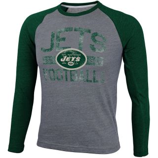 NFL Team Apparel Youth New York Jets Tri Blend Raglan Long Sleeve T Shirt  