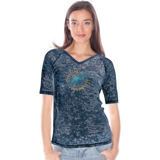 Touch By Alyssa Milano Womens Miami Dolphins Rhinestone Logo T Shirt   Size