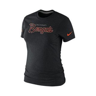 NIKE Womens Cincinnati Bengals Script Tri Blend T Shirt   Size XS/Extra Small,
