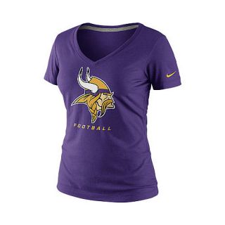 NIKE Womens Minnesota Vikings Dri FIT Legend Logo V Neck T Shirt   Size