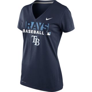 NIKE Womens Tampa Bay Rays Team Issue Performance Legend Logo V Neck T Shirt  