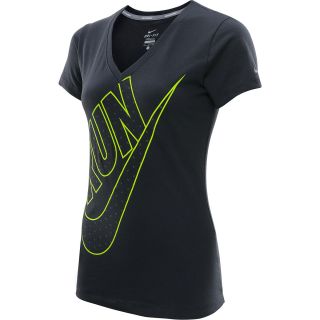 NIKE Womens Cruiser Run Swoosh V Neck Short Sleeve T Shirt   Size Large,