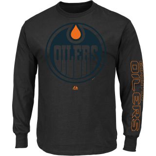 MAJESTIC ATHLETIC Mens Edmonton Oilers Goal Crease Long Sleeve T Shirt   Size