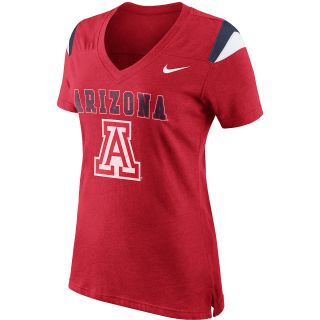 NIKE Womens Arizona Wildcats Fitted V Neck Fan Top   Size Large, Red