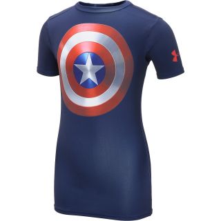 UNDER ARMOUR Boys Alter Ego Captain America Fitted Baselayer Top   Size Small,