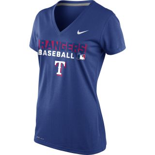 NIKE Womens Texas Rangers Team Issue Performance Legend Logo V Neck T Shirt  