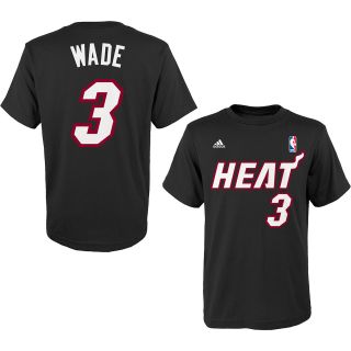 adidas Youth Miami Heat Dwayne Wade Game Time Name And Number T Shirt   Size