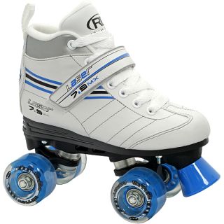 Roller Derby Laser 7.9MX Girls Quad Speed Skates   Size 6, White/black/blue