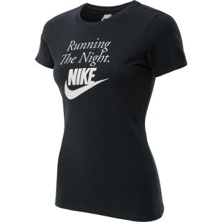 NIKE Womens Running The Night Short Sleeve T Shirt   Size Medium, Black