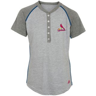 adidas Youth St Louis Cardinals Base Hit Henley Short Sleeve T Shirt   Size