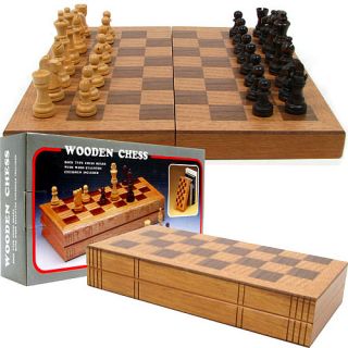 Trademark Global TGT Wooden Book Style Chess Board w/ Staunton Chessmen (12 
