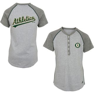 adidas Youth Oakland Athletics Base Hit Henley Short Sleeve T Shirt   Size Xl