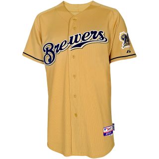 Majestic Athletic Milwaukee Brewers Blank Authentic Alternate Cool Base Gold