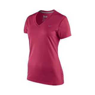 NIKE Womens Legend V Neck T Shirt   Size Medium, Legion Red/grey