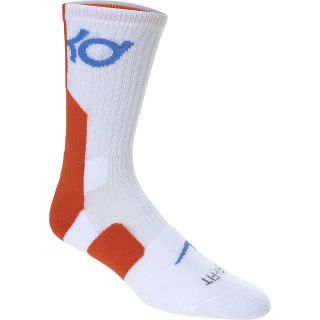 NIKE Mens KD Elite Crew Basketball Socks   Size Large, White/orange