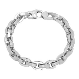 Mens Stainless Steel Horseshoe Link Bracelet, White