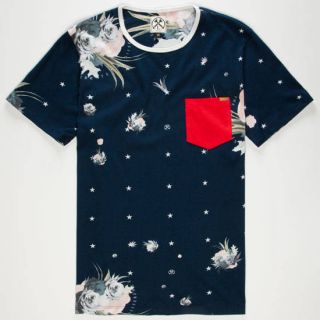 Floral Star Mens Pocket Tee Navy In Sizes Small, Medium, Xx Large, Large,