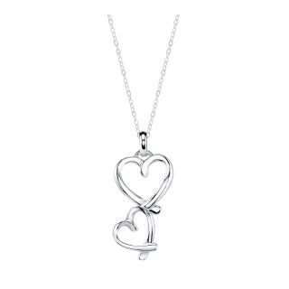 Bridge Jewelry Footnotes Sterling Silver Double Heart Pendant